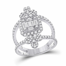 14kt White Gold Womens Round Diamond Negative Space Cluster Ring 1-1/2 Cttw - £1,606.79 GBP