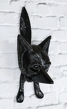 Black Powder Cast Iron Rustic Whimsical Animal Chibi Fox Door Knocker Plaque - £22.01 GBP