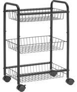 The Songmics Ubsc03Bk 3-Tier Metal Rolling Cart On Wheels With Baskets, ... - $59.63 CAD
