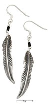 Earrings  Sterling Silver Feather Earrings with Reconstituted Onyx Heishi Bead - £67.92 GBP+