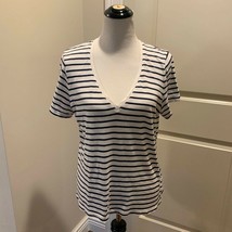 Nwot Madewell White Blue Striped Cotton Short Sleeve T-shirt Sz L - £27.87 GBP