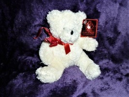 Galerie Stuffed Plush Cream Ivory Teddy Bear Red Ribbon Bow Marshall Fields - £31.13 GBP