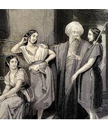 Jacob In The House Of Laban Steel Engraving 1872 Schopin Victorian Art D... - $4,586.47 MXN