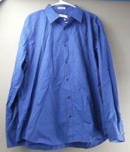 Calvin Klein Men’s Dress Shirt Size XL 18x34/35 Blue Striped L/S Shirt 1309 - £6.70 GBP