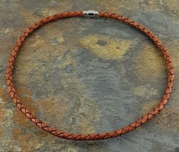 Light Brown leather 5 mm diameter round necklace in 6 sizes - $14.04