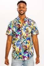 Men&#39;s Colorful Palm Leaves Printed Hawaiian Shirt - £23.94 GBP