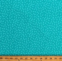 Cotton Teal Floral Flowers 1930&#39;s Reproduction Fabric Print by the Yard D186.09 - £10.24 GBP