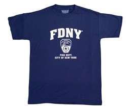 FDNY Kids Short Sleeve Screen Print T-Shirt Navy White Boys Fireman Tee Shirt - £15.97 GBP