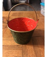 Christmas Tin Bucket With Handle-RARE-SHIPS SAME BUSINESS DAY - $359.83 MXN