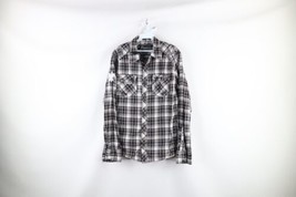 Buckle Black Label Mens Large Slim Fit Thick Stitch Collared Button Shirt Plaid - £31.61 GBP