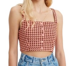 Levi’s Women&#39;s NADIA Cropped Top 100% Cotton Size S M L Brown Pink Printed - £10.27 GBP