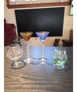 Lot Of 4 Vintage Colored Mini-Martini Wine Cocktail Glasses With Twisted... - $532.63 MXN