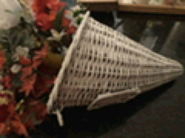 Basket Of Silk Flowers In White cone shaped basket Approx 18” With Flower - £39.53 GBP