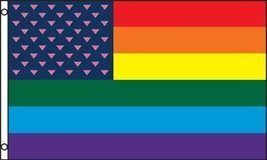Rainbow Gay Pride US Glory Stars and Stripes 5&#39;x3&#39; Flag by 1000 Flags Limited - £3.90 GBP