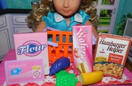 18&quot; Doll Grocery Shopping Basket Play Food Lot fits Our Generation Ameri... - £11.67 GBP