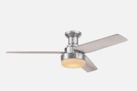 Harbor Breeze Mac 52-in Brushed Nickel Indoor Flush Mount Ceiling Fan LED - £57.53 GBP
