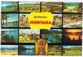 Postcard Greetings From Montana Multi View Big Sky Country - £3.10 GBP