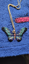 New Betsey Johnson Necklace Butterfly Blueish Greenish Black Summer Collectible - £11.76 GBP