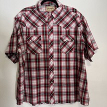 Wrangler 2XL Mens Red  Plaid Western Fashion Short Sleeve Pearl Snap Shirt - £13.88 GBP