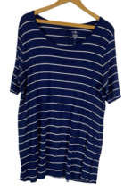 So Perfectly Soft Tee Tunic Top Shirt Size XL Blue White Stripe Nautical... - $19.53