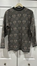 Jeanne Pierre Woman Sweater Grey Geometric Lambswool Angora Size M 90’s ... - $7.48