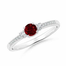 ANGARA Classic Three Stone Ruby and Diamond Ring for Women in 14K Solid Gold - £1,019.27 GBP