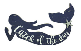 Scratch &amp; Dent Rustic Catch of the Day Swimming Mermaid Wooden Wall Plaque - £39.51 GBP