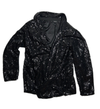 Torrid Longline Blazer Party Jacket Sequin Black Size 2x Sparkle Shimmer - £36.02 GBP