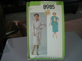 Simplicity 8985 Misses 2-Piece Dress &amp; Tie Belt Pattern - Size 16 Bust 38 - $10.55