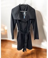 NWT Antonio Melani Black Wintour Trench Coat, Buttons Size M Belted Winter - $108.25 CAD