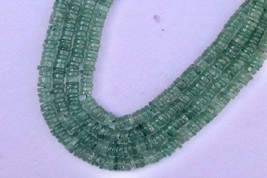 16 inches of smooth green strawberry quartz heishi coin gemstone 5---6  MM , nat - $40.65