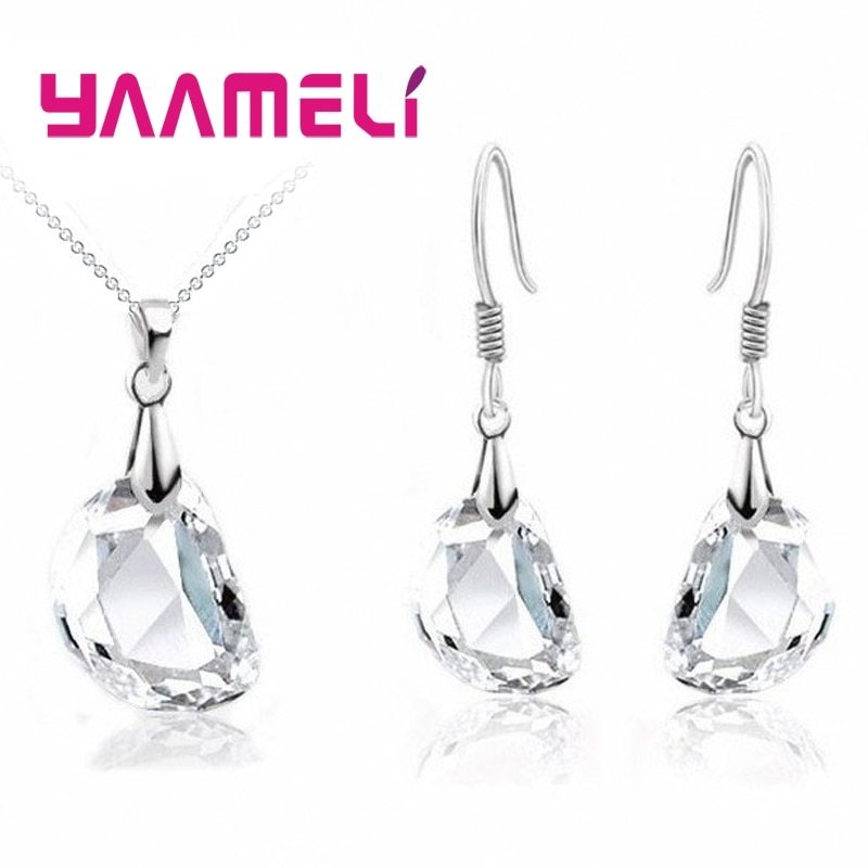 Primary image for Hot Sale Bridal Jewely Sets 925 Silver Crystal Lover Bean Wedding Engagement Ear