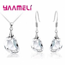 Hot Sale Bridal Jewely Sets 925 Silver Crystal Lover Bean Wedding Engagement Ear - $21.36