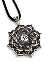 Mandala Necklace Pendant Healing Flower Om Lotus Buddhist Tibetan 20&quot; Cord  - £6.99 GBP