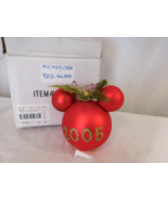 Disney Parks Glass Mickey Ear Icon Ornament Large Red Dated 2005 - £28.59 GBP