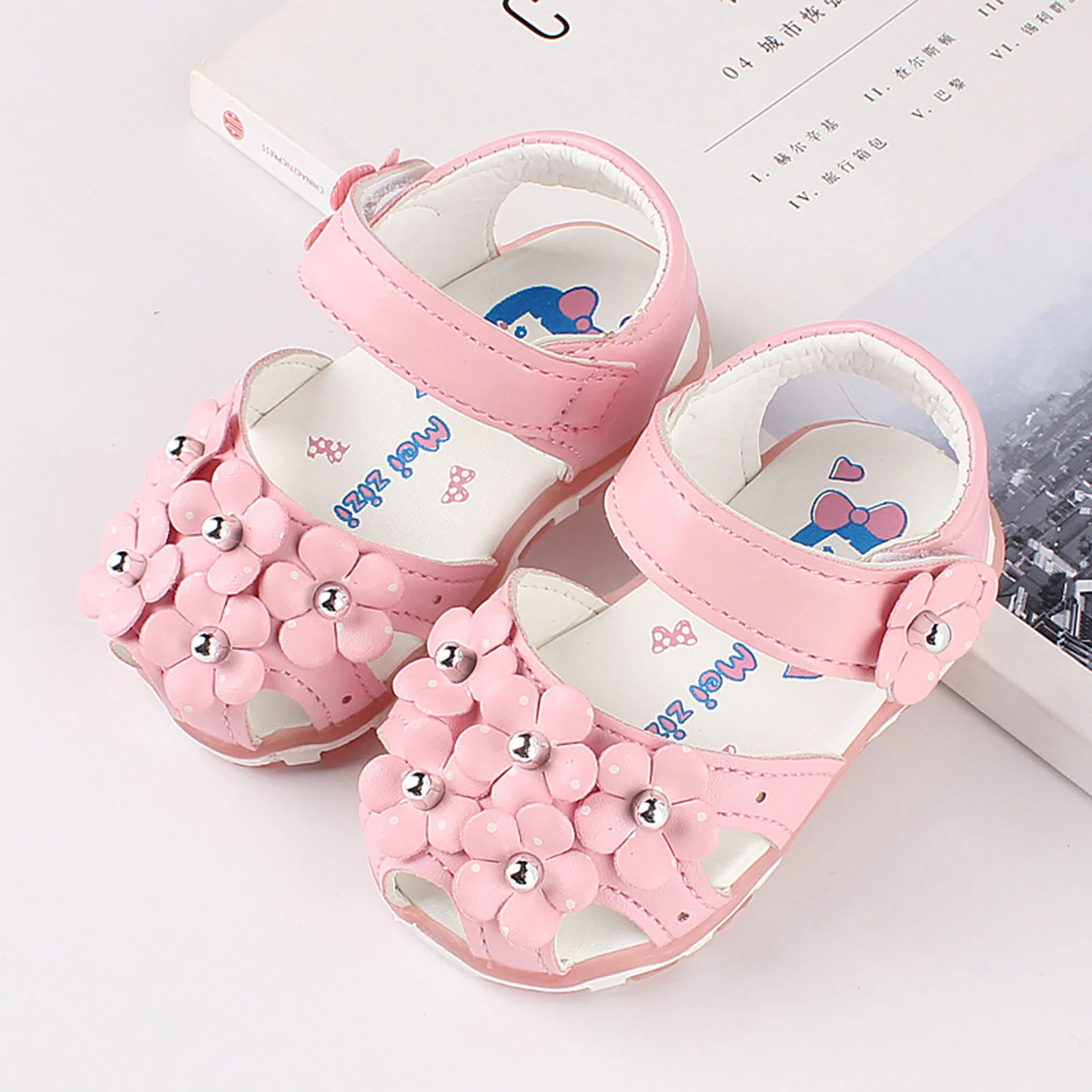 Summer Newborn Infant Baby Girls Leather Flowers Soft Sole LED  es Shoes Anti-Sl - £116.49 GBP