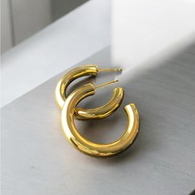 14K Gold Plated Chunky Hoop Earrings New - $19.55