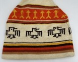 Vintage Aris Ski Hat 100% Wool Birds And Arrows Brown &amp; Orange Hat - £15.20 GBP
