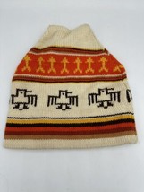 Vintage Aris Ski Hat 100% Wool Birds And Arrows Brown &amp; Orange Hat - £15.14 GBP
