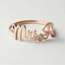 14K Rose Gold Plated Simulated Diamond Future Mrs Initials Birthstone Ring - £58.64 GBP