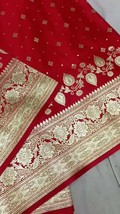 Sinduri Red Banarasi Saree, Premium Satin Finish Bridal Saree, Zari Work Banaras - £82.03 GBP