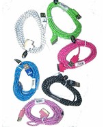 5 CORDS IPHONE4 3 CLOTH CABLE  BULK LOT cell accessory  IPHONE NEW phone... - $362.22 MXN