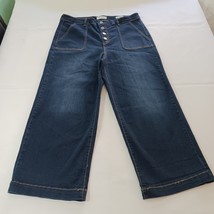 Jessica Simpson Wide Leg Utility Crop Women's Blue Denim Jeans Size 16/33 image 9