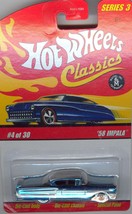 Hot Wheels 2006 4 of 30 Blue &#39;58 Impala 1958 Classics Series 3 1:64 Scale DIE-CA - £21.18 GBP