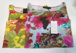 Camiseta Mujer Flores Verano Manga Al Codo Viscosa Roberta Puccini 46-50 - £53.26 GBP