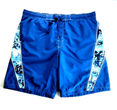 Speedo Boardshorts Large Mens Blue Floral Swim Trunks Waist to 42&quot; Beach Pool - £10.77 GBP