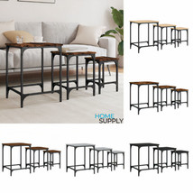 Industrial Wooden 3pcs Living Room Nesting Table Set Side End Sofa Coffe... - £56.41 GBP+
