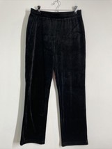 Chico&#39;s 1 (M 8) Weekends Black Elastic Waist Velvet Pull On Straight Leg Pants - £19.69 GBP