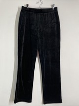 Chico&#39;s 1 (M 8) Weekends Black Elastic Waist Velvet Pull On Straight Leg... - £19.71 GBP