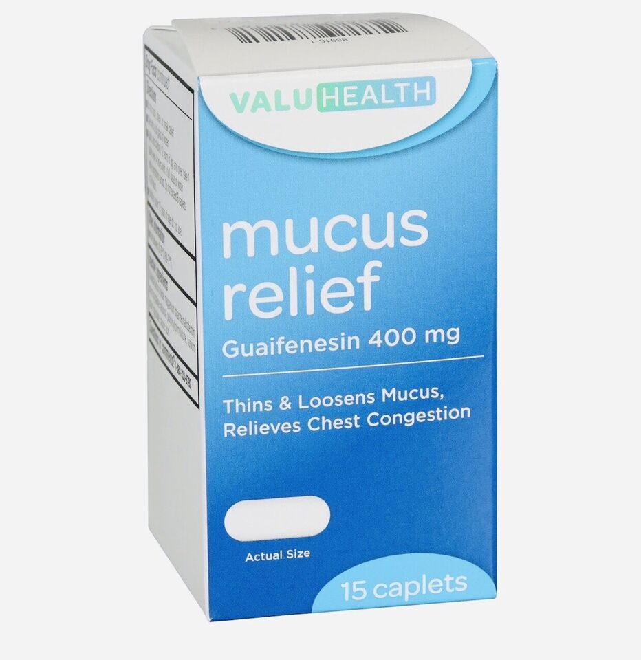 ValuHealth-Guaifenesin 400 mg Mucus Relief-15count. Thins/Loosens Mucus. - $7.80